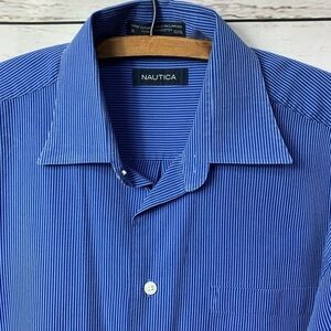 Nautica Blue Pin-Striped Button Down Shirt